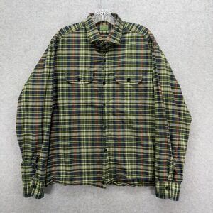 Sid Mashburn Shirt Mens Large Green Plaid Button Up Long Sleeve Casual